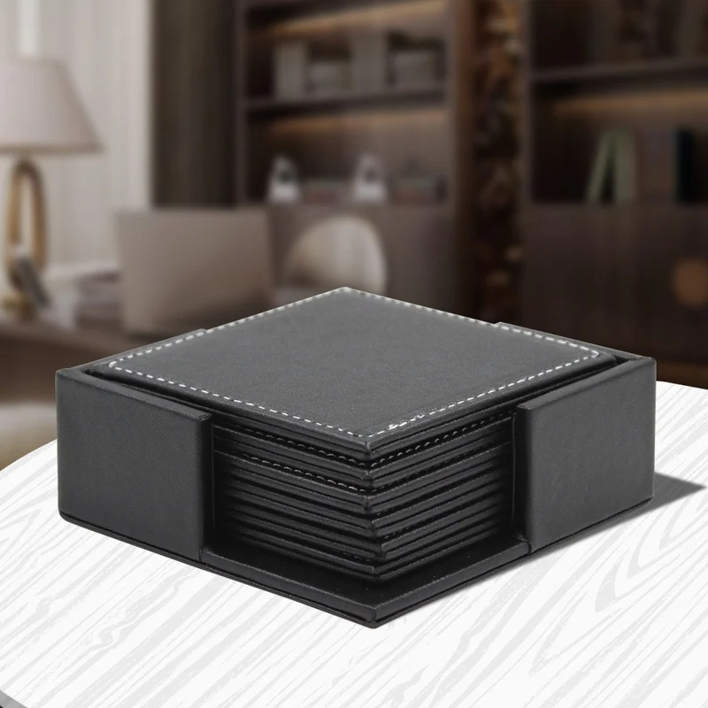 6pcs/Set Business Leather Coas - Leather Desk Pad 评论和价格