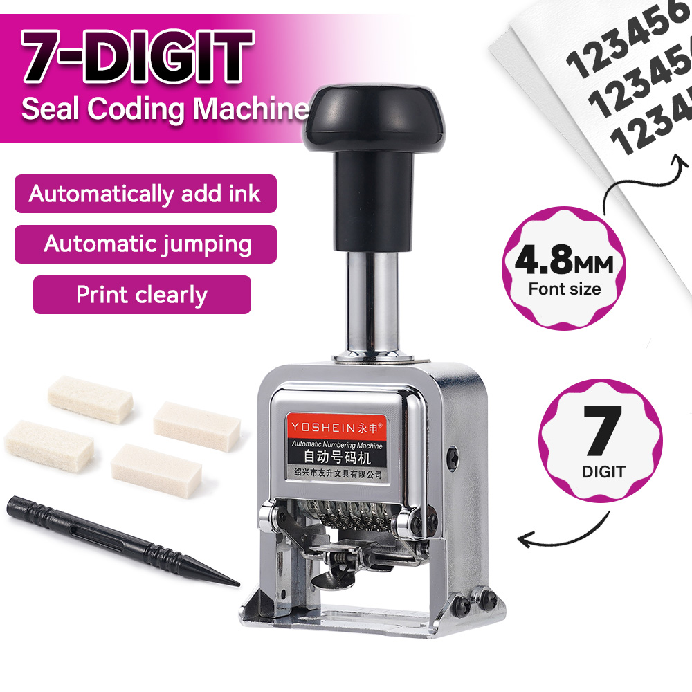 7 Digit Automatic Numbering Ma - Rubber Date Stamp 评论和价格