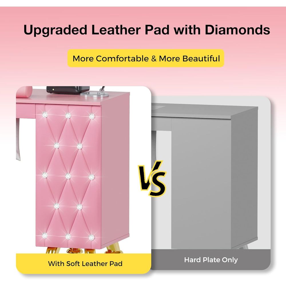 Manicure Table Nail Desk w/Dus - Leather Desk Pad 评论和价格